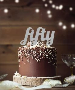 Creative Converting Silver Glitter Fifty Cake Topper (12/Case) Adult Birthday Party Themes