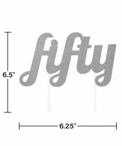 Creative Converting Silver Glitter Fifty Cake Topper (12/Case) Adult Birthday Party Themes
