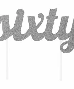 Creative Converting Silver Glitter Sixty Cake Topper (12/Case)
