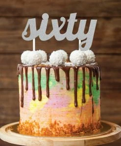 Creative Converting Silver Glitter Sixty Cake Topper (12/Case)