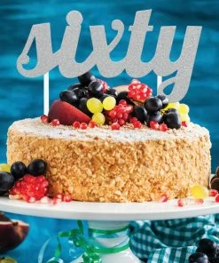 Creative Converting Silver Glitter Sixty Cake Topper (12/Case)