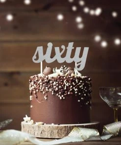 Creative Converting Silver Glitter Sixty Cake Topper (12/Case)