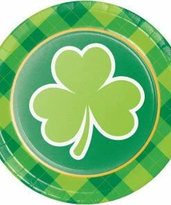 Creative Converting St Patricks Day Shamrocks 7" Paper Dessert Plates (96/Case) St. Patrick's Day Party Decorations
