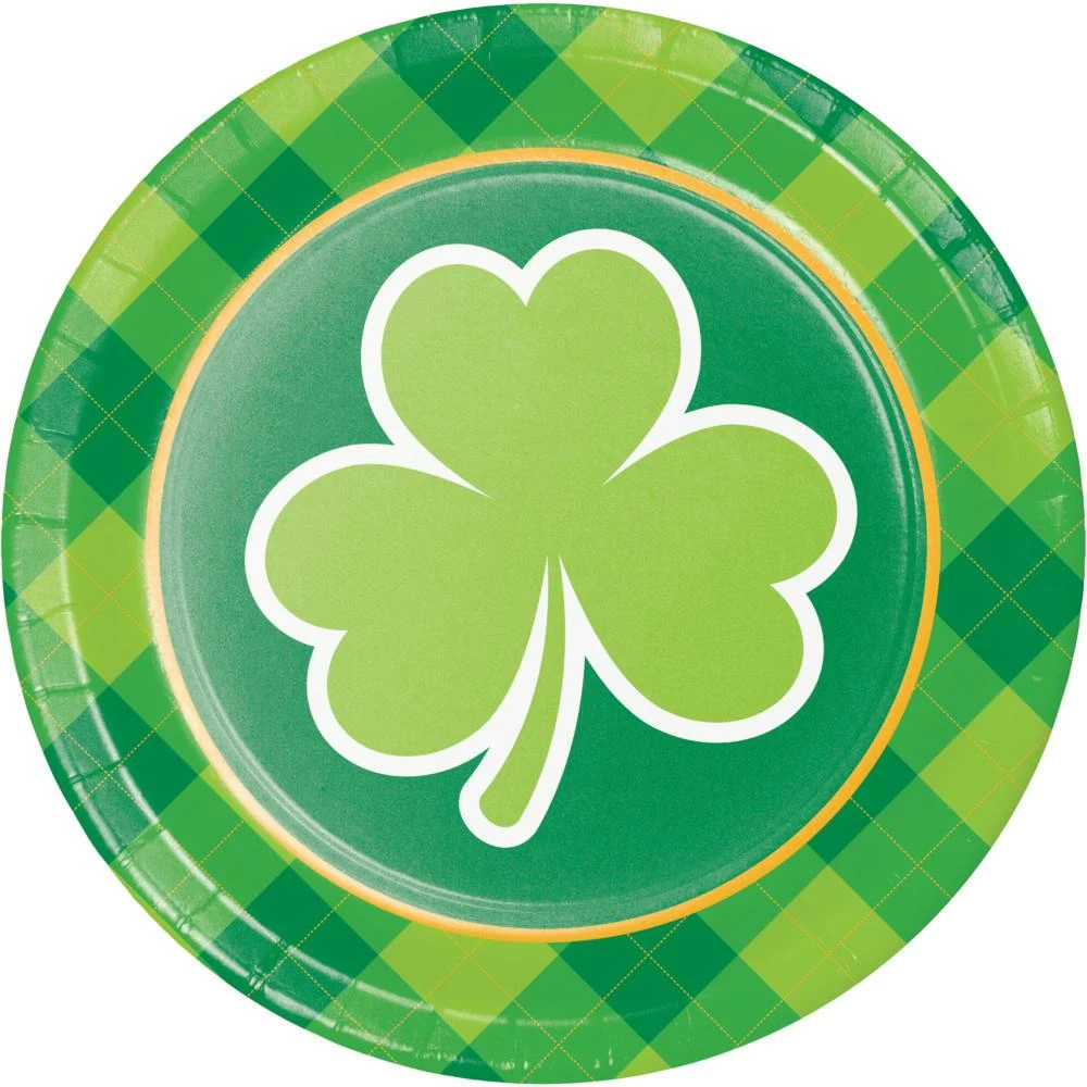 Creative Converting St Patricks Day Shamrocks 7" Paper Dessert Plates (96/Case) St. Patrick's Day Party Decorations