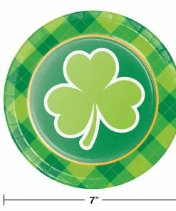 Creative Converting St Patricks Day Shamrocks 7" Paper Dessert Plates (96/Case) St. Patrick's Day Party Decorations