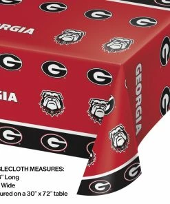 Creative Converting University Of Georgia Plastic Table Cover, 54" X 108" NCAA College Themed Party Decorations