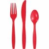 Creative Converting Solid Color Tableware Classic Red 24Ct Assorted Cutlery (24/Pkg)