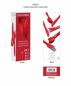 Creative Converting Solid Color Tableware Classic Red 24Ct Assorted Cutlery (24/Pkg)