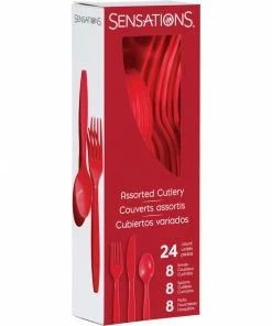 Creative Converting Solid Color Tableware Classic Red 24Ct Assorted Cutlery (24/Pkg)