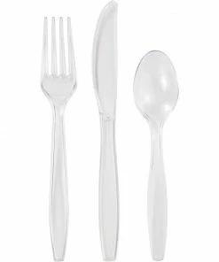Creative Converting Clear 24Ct Assorted Cutlery (24/Pkg) Solid Color Tableware