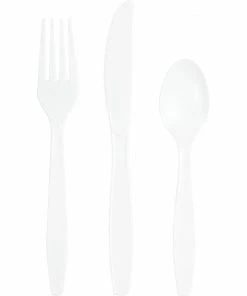 Creative Converting White 24Ct Assorted Cutlery (24/Pkg) Solid Color Tableware