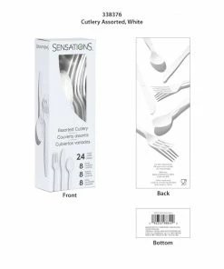 Creative Converting White 24Ct Assorted Cutlery (24/Pkg) Solid Color Tableware
