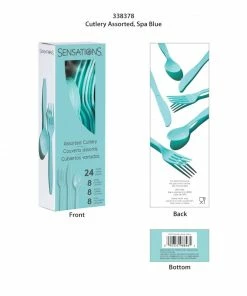 Creative Converting Spa Blue 24Ct Assorted Cutlery (24/Pkg) Solid Color Tableware