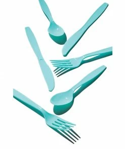 Creative Converting Spa Blue 24Ct Assorted Cutlery (24/Pkg) Solid Color Tableware