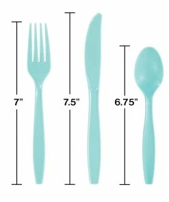 Creative Converting Spa Blue 24Ct Assorted Cutlery (24/Pkg) Solid Color Tableware