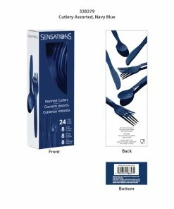 Creative Converting Solid Color Tableware Navy 24Ct Assorted Cutlery (24/Pkg)