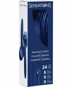 Creative Converting Solid Color Tableware Navy 24Ct Assorted Cutlery (24/Pkg)