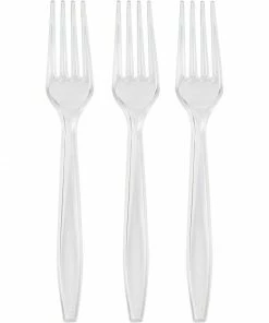 Creative Converting Solid Color Tableware Clear 24Ct Forks Only (24/Pkg)