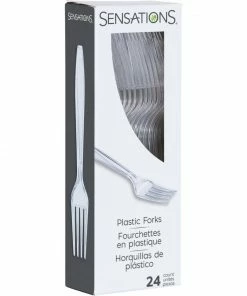 Creative Converting Solid Color Tableware Clear 24Ct Forks Only (24/Pkg)
