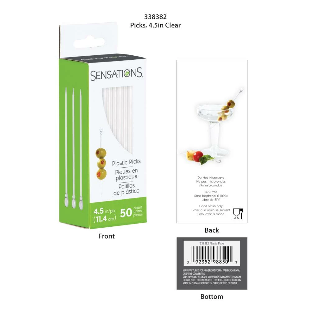 Creative Converting 4.5 "Clear Plastic Picks, 50ct
