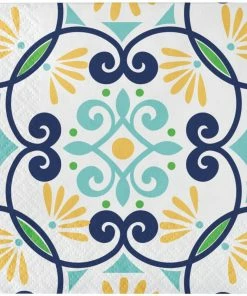Creative Converting Themed Tableware Moroccan Tiles 24Ct 2Ply Beverage Napkin, Moroccan Tiles (24/Pkg)