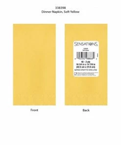 Creative Converting Solid Color Tableware Soft Yellow 40Ct 2Ply Dinner Napkin (40/Pkg)