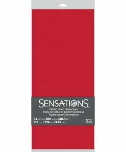 Creative Converting Solid Color Tableware Classic Red 1Ct Tablecover, 54X108