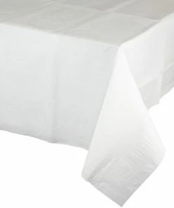 Creative Converting Solid Color Tableware White 1Ct Tablecover, 54X108" Paper/Poly (1/Pkg)