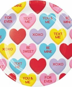 Creative Converting Candy Hearts Valentine's Day Dessert Plates 96 Ct Valentine's Day Party Decorations