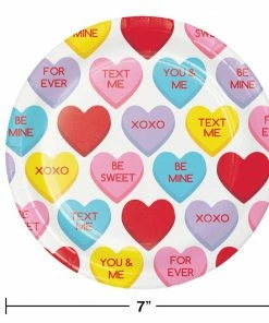 Creative Converting Candy Hearts Valentine's Day Dessert Plates 96 Ct Valentine's Day Party Decorations