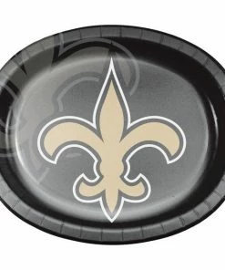 Creative Converting NFL And Football Party Supplies New Orleans Saints Oval Platter 10" X 12", 8 Ct