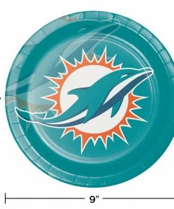 Creative Converting Miami Dolphins Dinner Plate 8ct NFL And Football Party Supplies