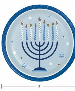 Creative Converting Hanukkah Celebration Dessert Party Plates 8 Ct Hanukkah Decorations