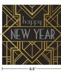Creative Converting Roaring 20S Luncheon Napkin, Foil Stamp, Happy New Year (16/Pkg) Themed Tableware