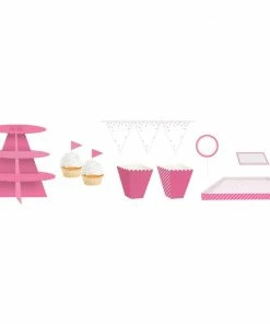 Creative Converting Solid Color Tableware Candy Pink Treat Table Kit (27/Pkg)