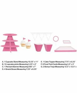 Creative Converting Solid Color Tableware Candy Pink Treat Table Kit (27/Pkg)