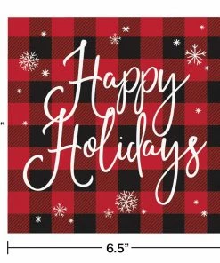 Creative Converting Buffalo Plaid Happy Holidays Luncheon Party Napkins 16 Ct Christmas Party Supplies