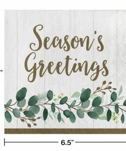Creative Converting Eucalyptus Seasons Greetings Luncheon Party Napkins 16 Ct