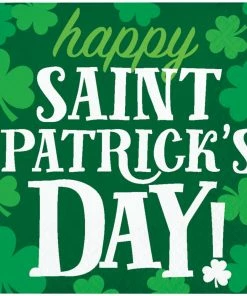 Creative Converting St. Patrick's Day Party Decorations Irish Clover Beverage Napkin, Happy St Patricks Day (16/Pkg)