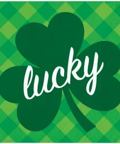 Creative Converting Irish Clover Beverage Napkin, Lucky (16/Pkg) St. Patrick's Day Party Decorations