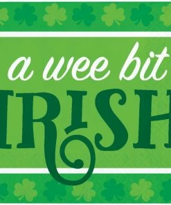 Creative Converting Irish Clover Beverage Napkin, Wee Bit Irish (16/Pkg)