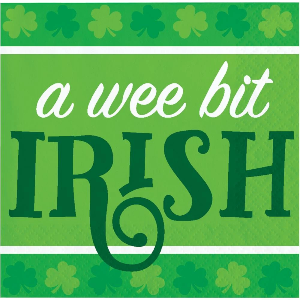 Creative Converting Irish Clover Beverage Napkin, Wee Bit Irish (16/Pkg)