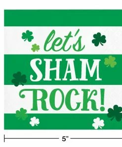 Creative Converting Irish Clover Beverage Napkin, Let's Shamrock (16/Pkg)