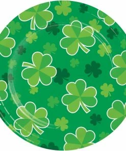 Creative Converting St. Patrick's Day Party Decorations Irish Clover Dessert Plate, Shamrock Toss (8/Pkg)