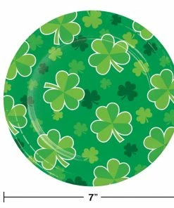 Creative Converting St. Patrick's Day Party Decorations Irish Clover Dessert Plate, Shamrock Toss (8/Pkg)