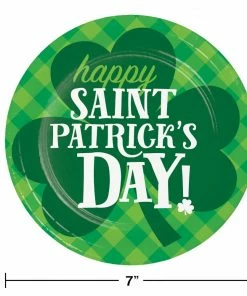 Creative Converting Irish Clover Dessert Plate, Happy St Patricks Day (8/Pkg) St. Patrick's Day Party Decorations