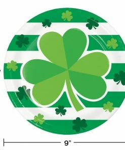 Creative Converting Irish Clover Dinner Plate 8ct St. Patrick's Day Party Decorations