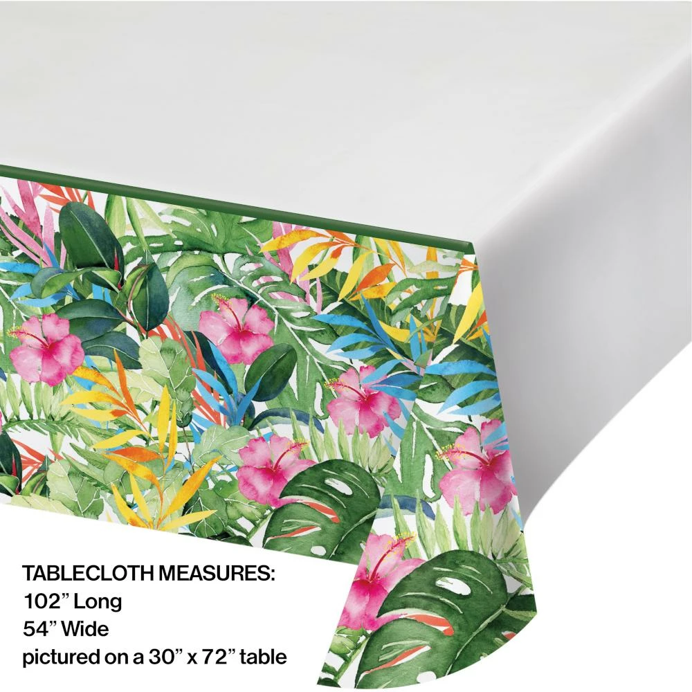 Creative Converting Floral Paradise Paper Tablecover Border Print, 54" X 102" (1/Pkg) Themed Tableware