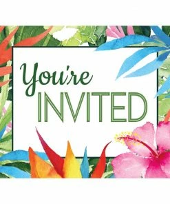 Creative Converting Floral Paradise Invitation Postcard (8/Pkg) Themed Tableware
