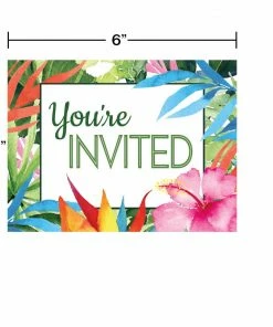 Creative Converting Floral Paradise Invitation Postcard (8/Pkg) Themed Tableware